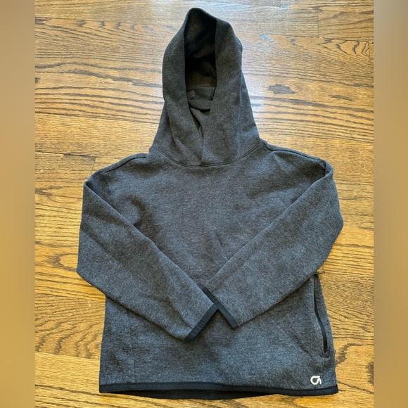Gap GapFit Charcoal Grey Hooded Sweatshirt XS (4–5) w/ Face Shield & Thumb Holes - Picture 1 of 2